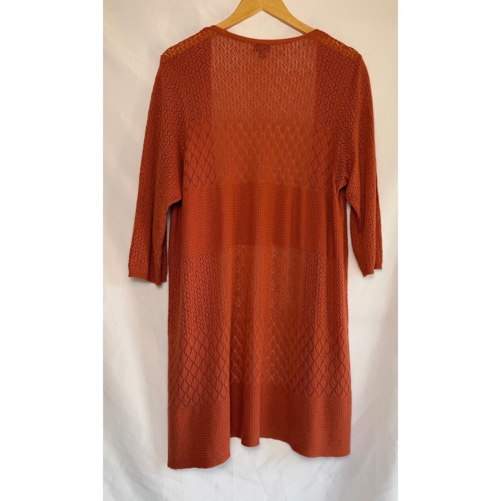 Torrid Womens Terracotta Orange Pointelle Knit Open Front Duster Cardigan 2 2X - Picture 2 of 7